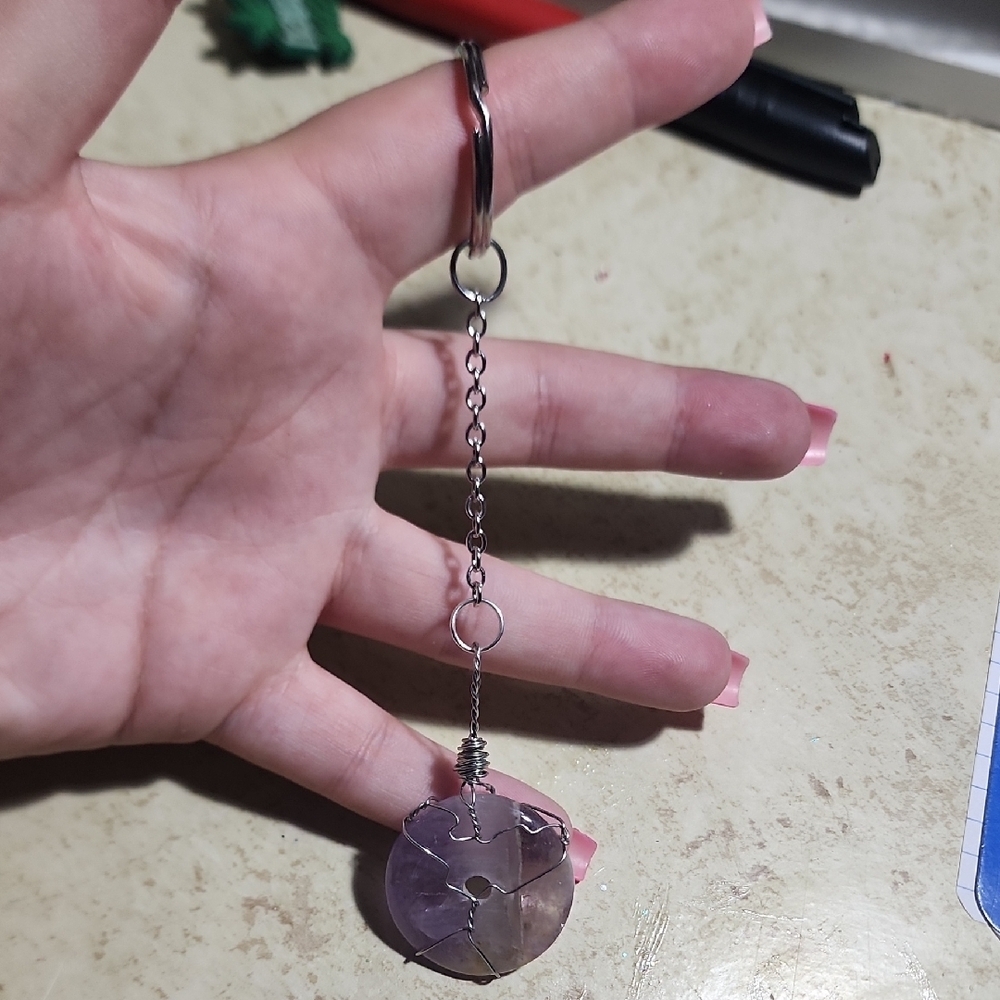 handwrapped stone keychains